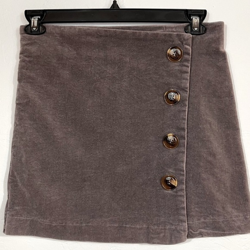 Altar'd State Mini Skirt in Taupe with Button Detail